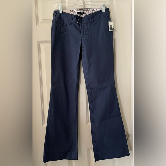 NWT Gap Hadley Wide Leg Flat Front Pockets 100% Cotton Chino Pants Curve 2 blue - Picture 1 of 7